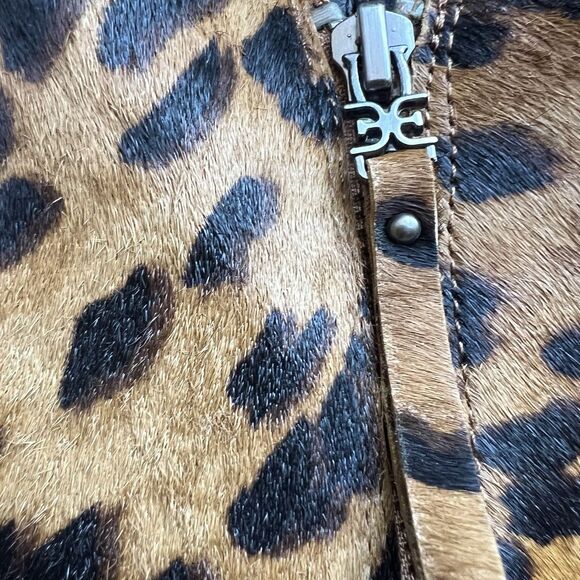 Sam Edelman Walden Leopard Fur Block Heel Ankle Boot Bootie Women 7 Animal Zip - Picture 8 of 16